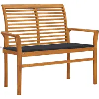 vidaXL Banc de jardin avec revêtement anthracite 112 cm bois massif teck