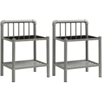 vidaXL Tables de chevet 2 pcs Gris et noir Métal et verre