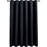 vidaXL Rideau occultant avec anneaux en métal Noir 290x245 cm