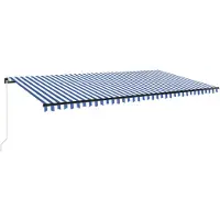 vidaXL Store manuel rétractable avec LED 600x350 cm bleu et blanc