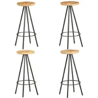 vidaXL Tabouret de bar 4 pcs. Bois de manguier rugueux