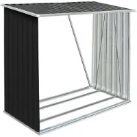 vidaXL Dépôt de bois de chauffage Acier galvanisé 163 x 83 x 154 cm Anthracite