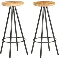vidaXL Tabouret de bar 2 pièces en bois de manguier brut