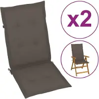 vidaXL Coussins de chaise de jardin dossier haut lot de 2 taupe tissu
