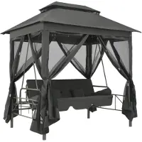vidaXL Balancelle convertible à auvent Anthracite 220x160x240 cm Acier