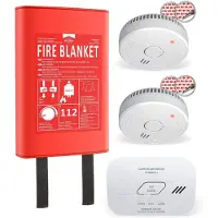 Elro FF0404 Lot de 2 détecteurs de fumée CO avec Couverture Rigide de 1,2 m