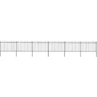 vidaXL Clôture de jardin avec pointes de lance Acier 10,2 x 1,2 m Noir