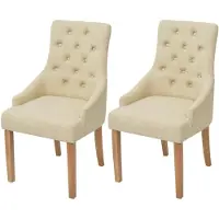 vidaXL Chaise de salle à manger 2 pcs. Tissu crème