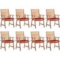 vidaXL 3078380, Terrasse, Siège rembourré, Acacia, Rouge, Polyester, 560 mm