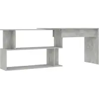 vidaXL Bureau d'angle gris béton 200x50x76 cm Bois composite