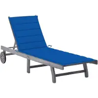 vidaXL Chaise longue avec support Gris acacia bois massif