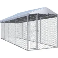 vidaXL Enclos extérieur pour chiens avec toit 760x190x225 cm