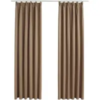 vidaXL Rideaux occultants avec crochets 2 pcs Taupe 140x175 cm