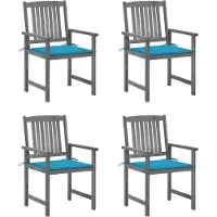 vidaXL Chaises de jardin avec coussins 4 pcs. Gris Bois massif Acacia