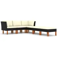 vidaXL Ensemble salon de jardin 6 pièces avec coussins Poly rotin noir