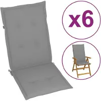 vidaXL Coussin pour chaise de jardin à haut dossier 6 pcs. Gris 120x50x3cm Tissu