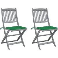 vidaXL Chaises de jardin pliantes 2 pcs. avec coussins en bois massif d'acacia