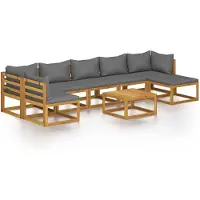 vidaXL Ensemble de jardin lounge 8 pièces avec coussins en bois massif d'acacia