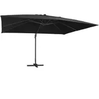 vidaXL Parapluie avec lampes LED et mât en aluminium 400x300 cm noir