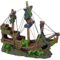 Flamingo Moza Boat 3 Masts Aquarium Decoration Marron 31 x 11 x 27 cm