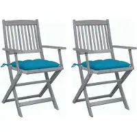 vidaXL Chaises de jardin pliantes 2 pcs. avec coussin en bois massif d'acacia
