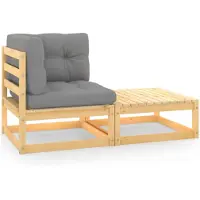 vidaXL Ensemble salon de jardin 2 pièces avec coussins pin massif
