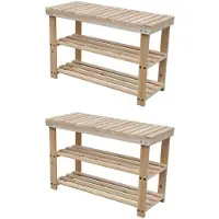 vidaXL Étagère à chaussures 2 en 1 avec dessus banc 2 pcs Bois massif