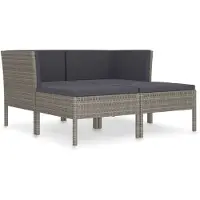 vidaXL Ensemble salon de jardin 4 pièces avec coussins Poly rotin gris