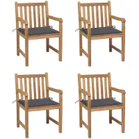 vidaXL Chaises de jardin 4 pcs avec coussins anthracite bois massif teck