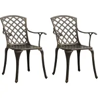 vidaXL Chaises de jardin 2 pcs. Fonte d'aluminium Bronzes