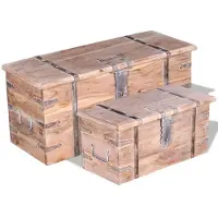 vidaXL Ensemble de deux coffres de rangement en bois d'acacia
