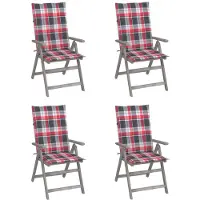 vidaXL Chaise à haut dossier Réglable 4 pièces avec coussins Bois massif Acacia