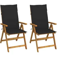 vidaXL Chaises longues de jardin 2 pcs. avec coussins acacia massif