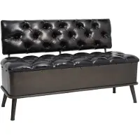 vidaXL Banc de rangement avec dossier 110 cm Noir Similicuir