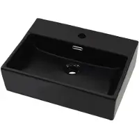 vidaXL Lavabo avec trou pour robinetterie Céramique noire 51,5 x 38,5 x 15 cm
