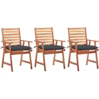 vidaXL Chaises de jardin 3 pièces avec coussins en bois massif d'acacia