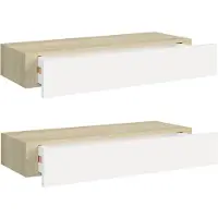 vidaXL Étagères murales à tiroirs 2 pièces Chêne et blanc 60 x 23,5 x 10 cm MDF