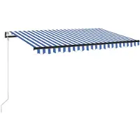 vidaXL Store automatique avec LED & capteur de vent 400x350 bleu et blanc