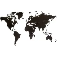 MiMi Innovations Décoration carte du monde murale Bois Noir 180x108 cm