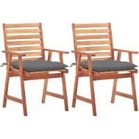 vidaXL Chaises de jardin 2 pièces avec coussins en bois massif d'acacia