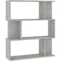 vidaXL Bibliothèque/Séparateur de pièce Gris béton Bois d’ingénierie