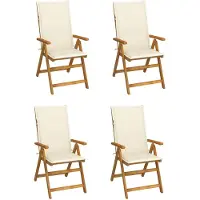 vidaXL Chaises longues de jardin 4 pcs. avec coussins acacia massif