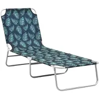 vidaXL Chaise longue pliante acier et tissu motif feuilles