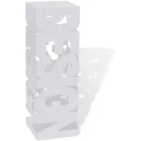 vidaXL Porte-parapluie carré à rangement Blanc Acier 48,5 cm