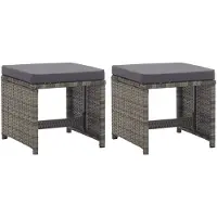 Möbelando vidaXL Tabouret de jardin 2 pcs. avec coussin d'assise Poly rotin Anthracite