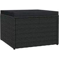 vidaXL Tabouret de jardin avec coussin Noir Résine tressée