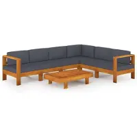 vidaXL Ensemble de salon de jardin 7 pièces avec coussins gris foncé en bois d'acacia