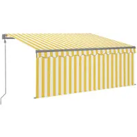 vidaXL Store automatique avec store LED Capteur de vent 3x2,5m jaune blanc