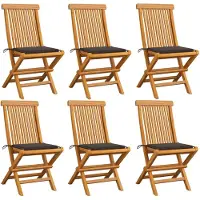 vidaXL Chaises de jardin avec coussins taupe 6 pcs. Bois massif teck