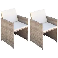 vidaXL Chaises de jardin 2 pcs. avec coussins Poly Rattan Beige